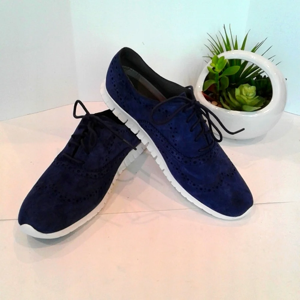 New! Cole Haan grand os blue leather Oxford sneakers shoes